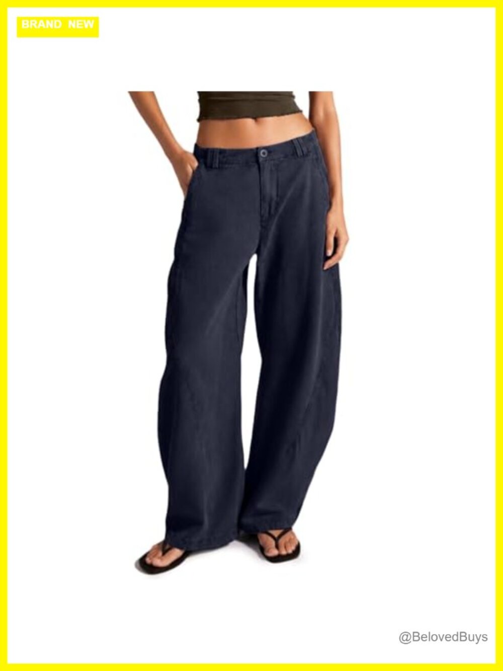 Women's Cotton Barrel Pants Chino Trousers with Pockets